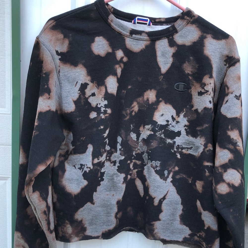 Custom Acid Washed Cropped Champion Sweatshirt